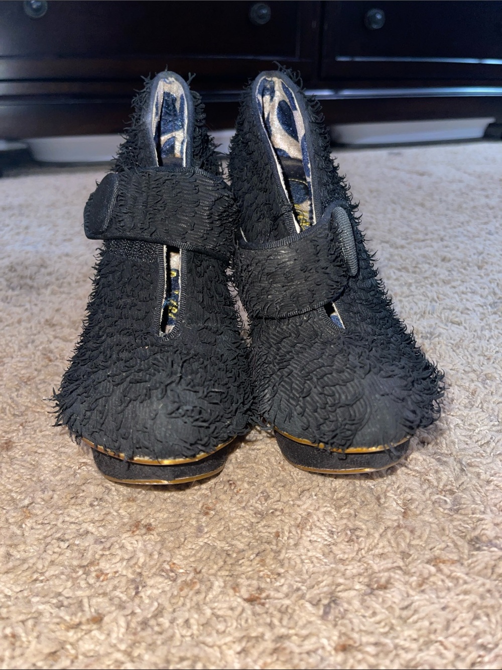 Irregular Choice Black Fringed Platform Mary Jane Heels - Picture 2 of 11